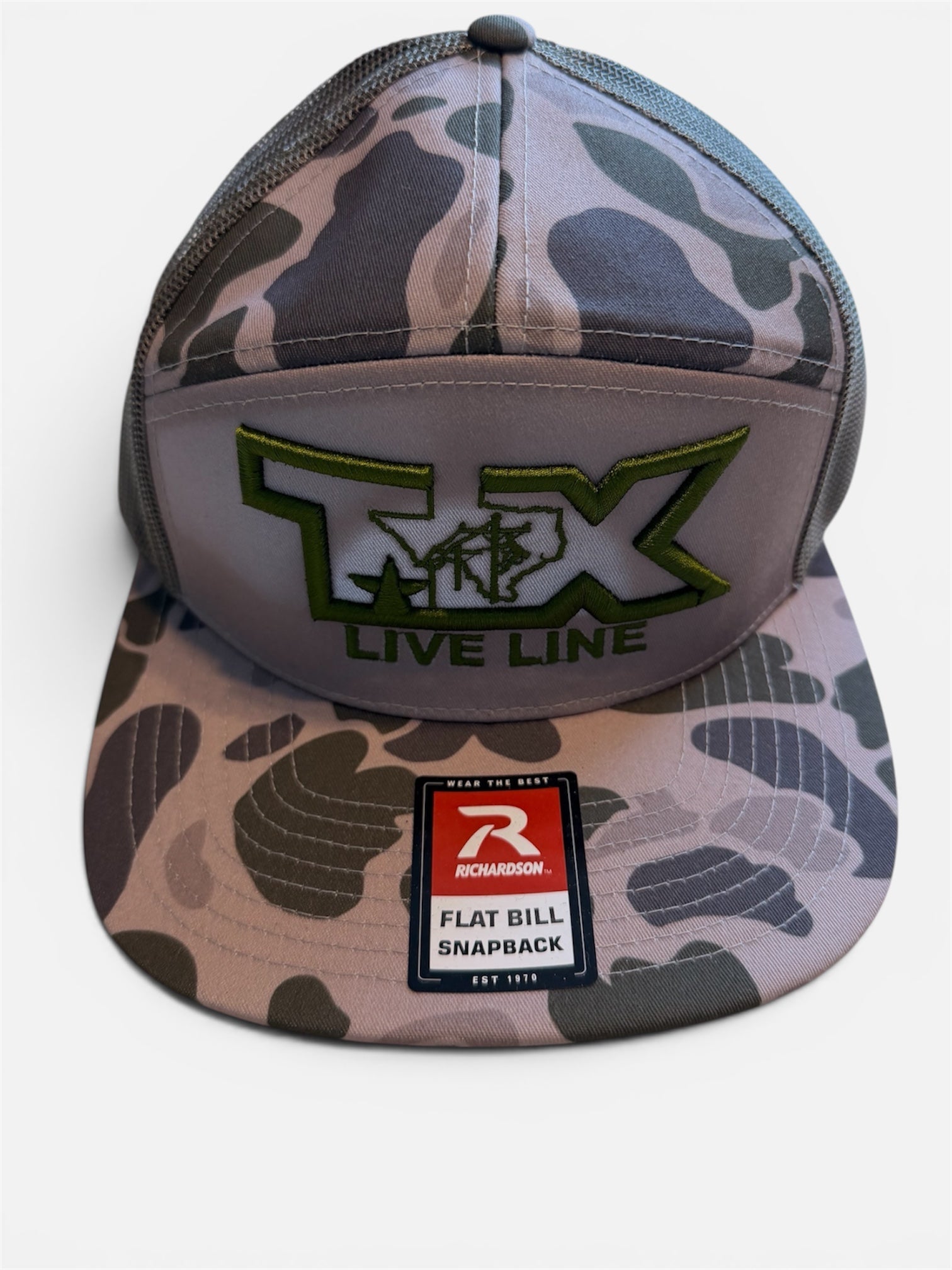 TX Green Camo Flat Bill- Live Line