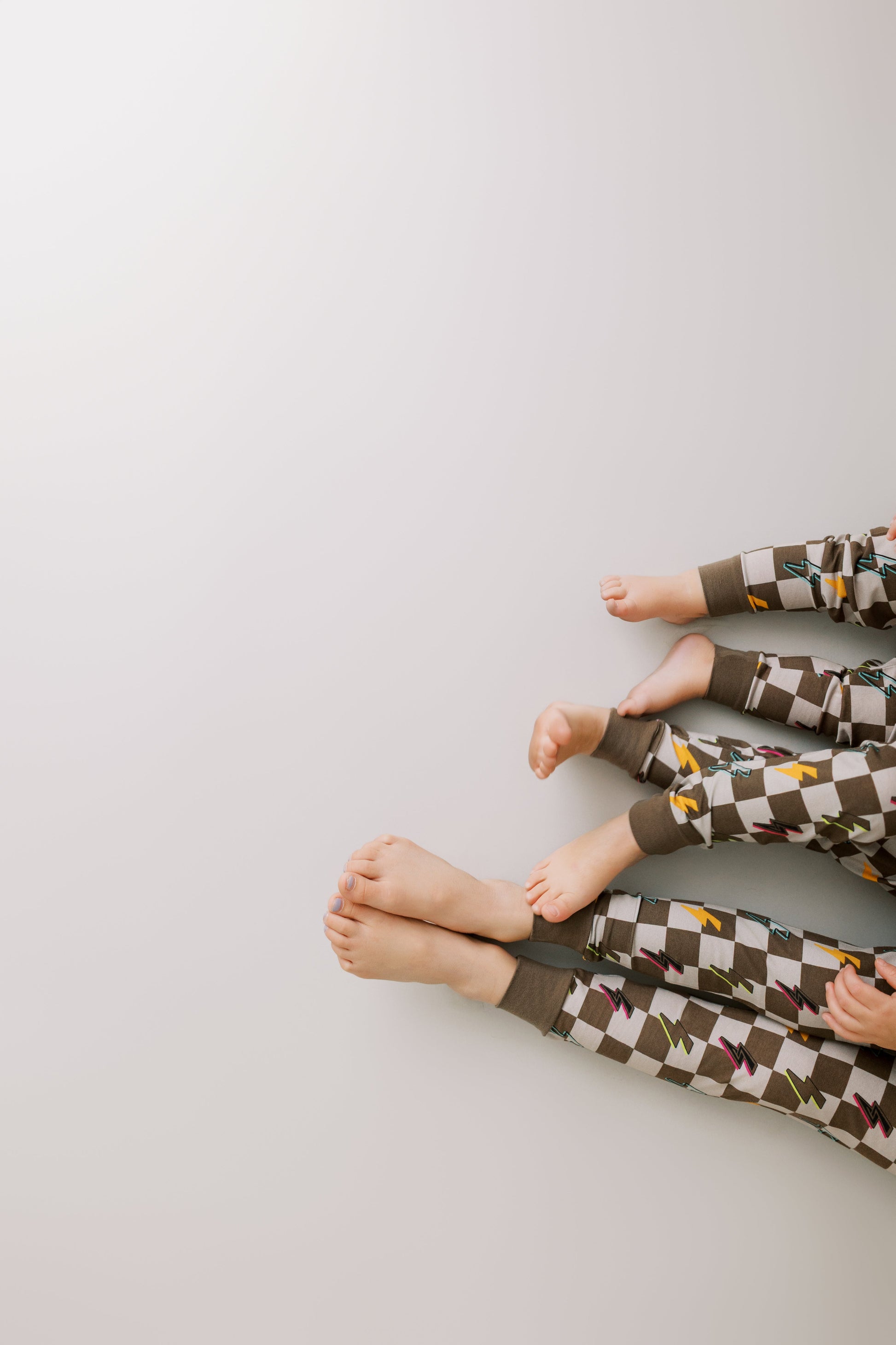 Two Piece Pajama Set: Checkered with Lightning Bolts